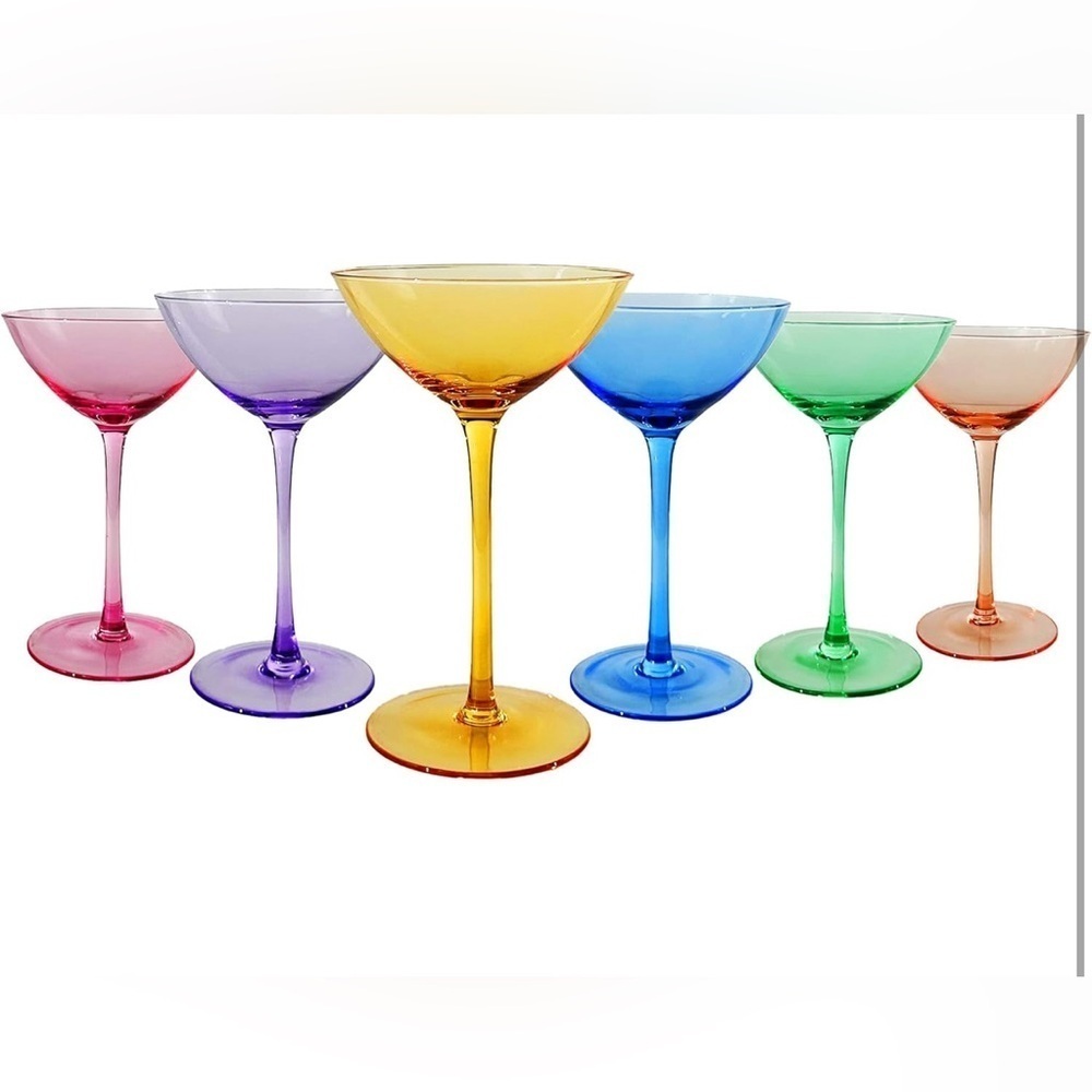 Elegant colored coupe glasses (6 total) martini party holidays ✨🔥🔥🥳🥳 New